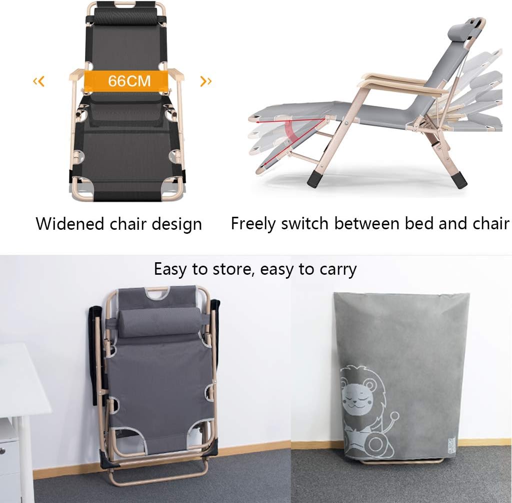Armchair Deck Chairs Lazy Chair with Cotton Pad (Gray) Adjustable Soft Dual Use Home Folding Chair Adult Pool Fishing Patio Reclining Garden Chair Widened Chair Back
