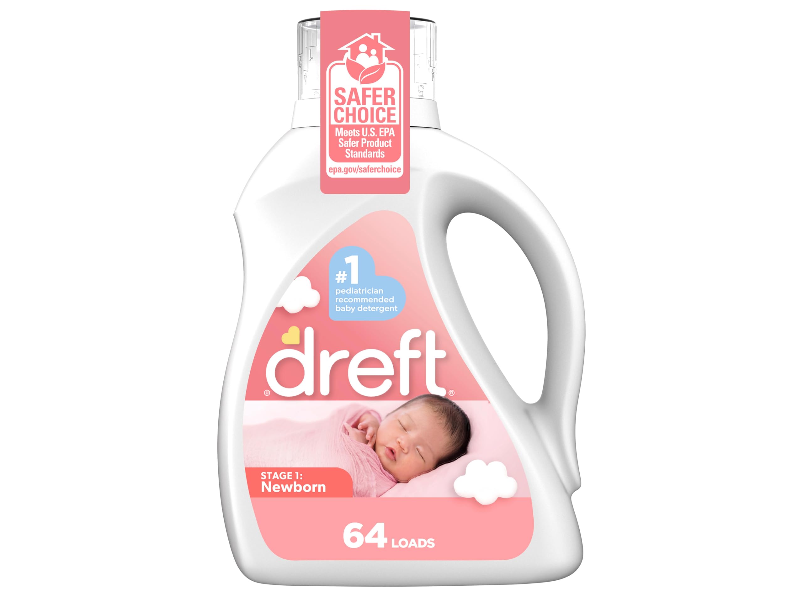 DreftStage 1: Newborn Hypoallergenic Liquid Baby Laundry Detergent (HE), Natural for Baby, Newborn, or Infant, 100 Ounces (64 loads)