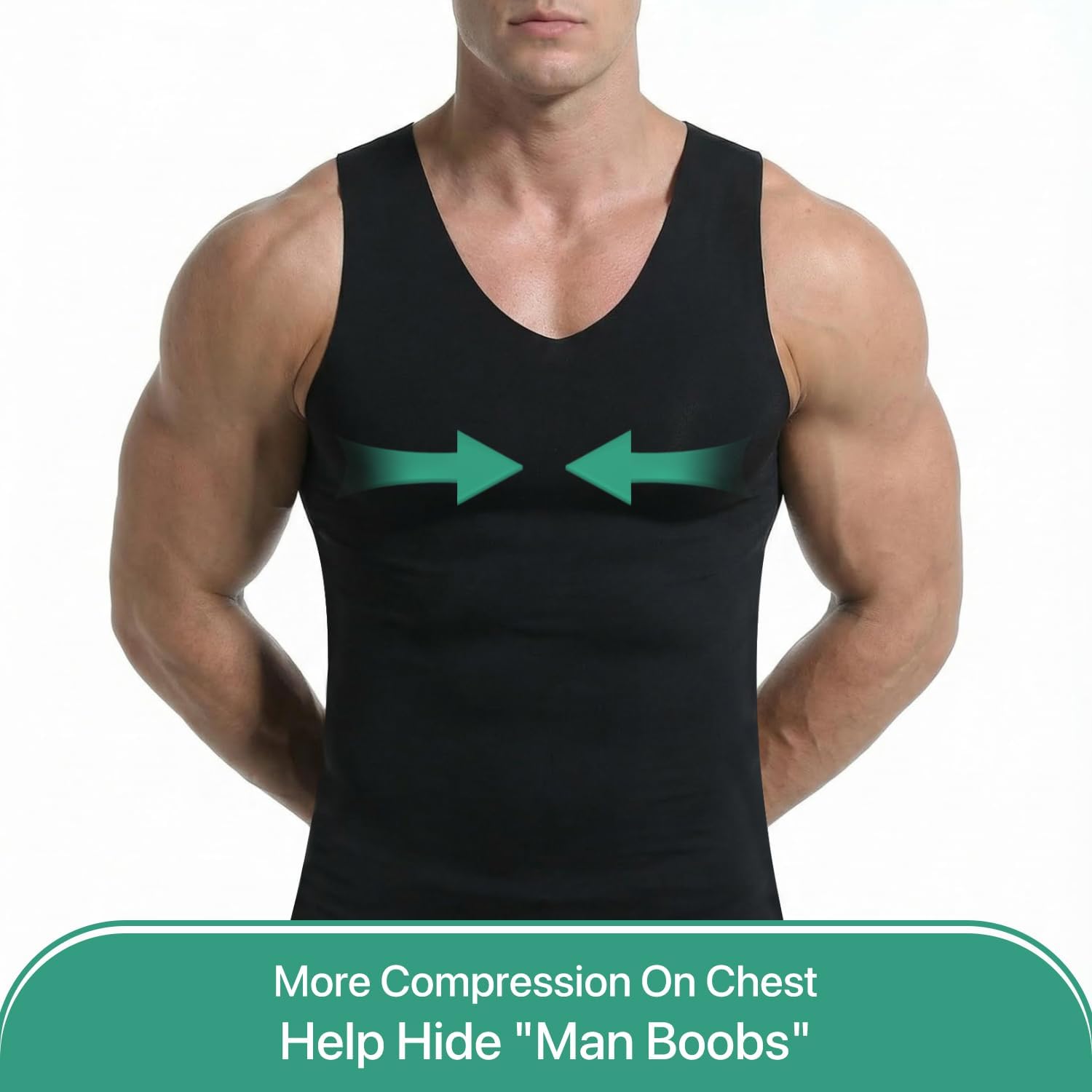 Mens Compression Shirt Slimming, Shapewear Tank Top, Gynecomastia Tummy Control Undershirt, Workout Vest - Image 3
