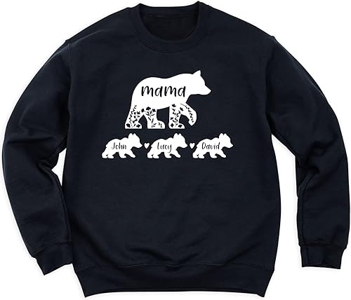 Mama Bear Sweatshirt and Hoodie, Customizable Mom Outfit, Mother's Day Gift, Custom Mama Sweatshirt, Mama Bear Hooded With Kids Names, Women's Cute