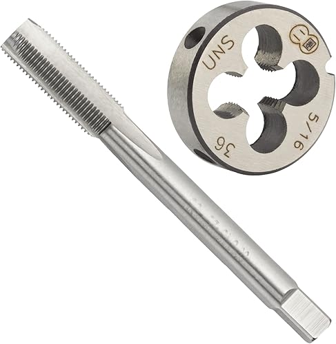 Vista 8 de 5/16 "-20 UN HSS Tap And Die Set, 5/16 x 20 UN Macho de rosca de la máquina y el hilo redondo UNS mueren mano derecha