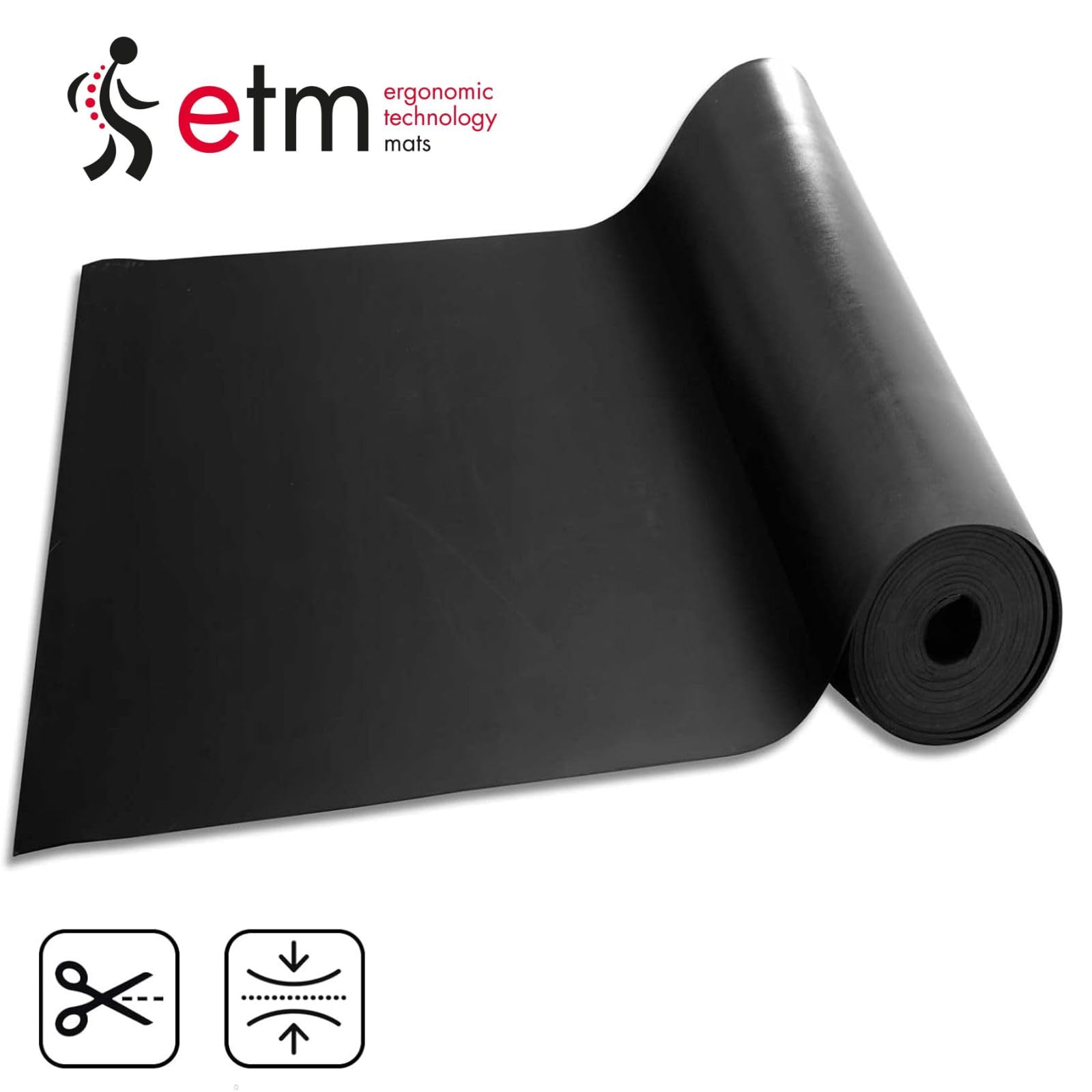 ETM SBR Mata gumowa 120 x 50 cm. 10 mm - sprzedawana na metry – czarna i gładka – mata ochronna budynku, mata antypoślizgowa, gumowa mata podłogowa – wykładzina podłogowa, gumowa płyta gumowa paski