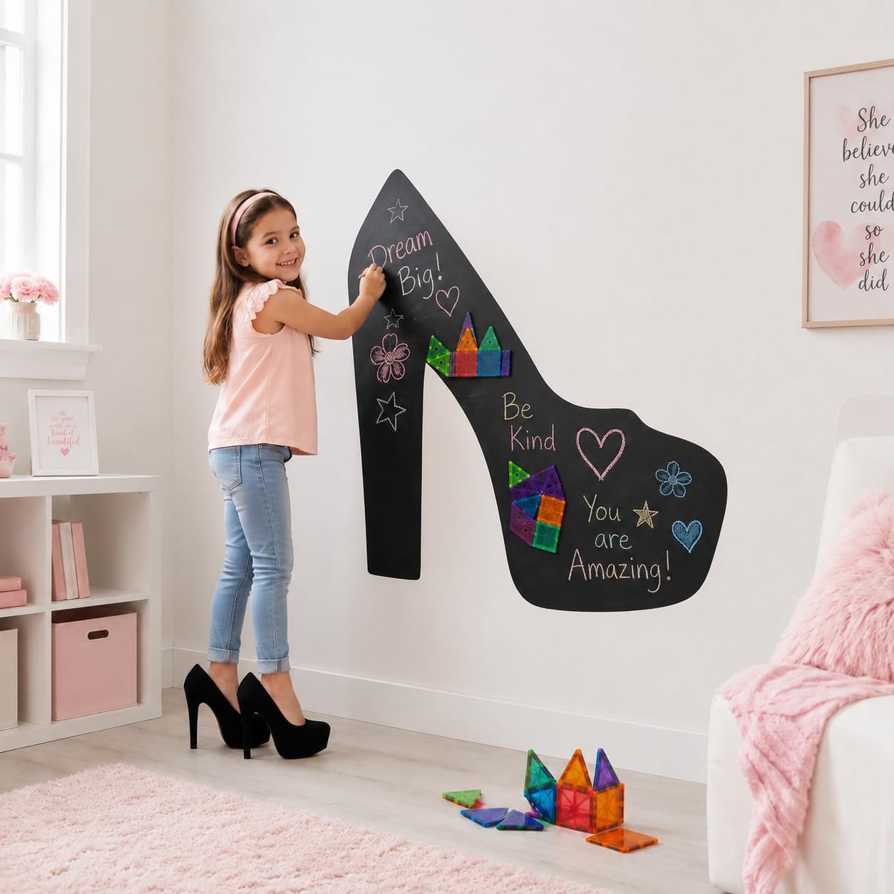 Cartoon-Style Magnetic Wall Chalk Board for Kids - Peel & Stick Magnetic Board for Drawing, Writing & Learning - Chalkboard Wall Sticker for Playrooms, Bedrooms, Classrooms & Homeschool (Dinosaur) image 5