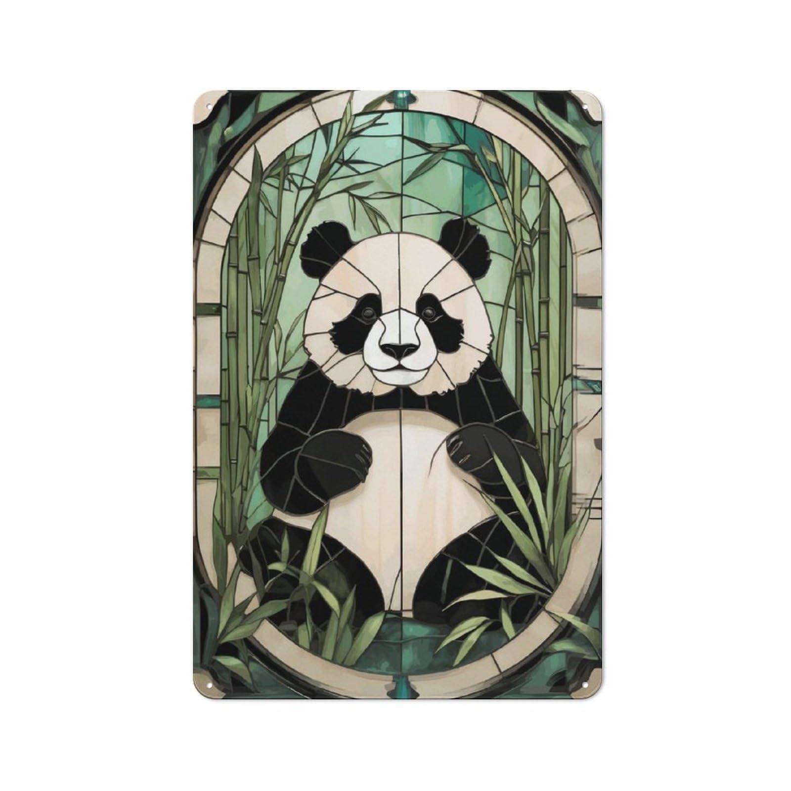 Junmoney Panda Animal Smart Tin Sign 30X20cm Featuring Office Wall Decor For Workspace, Cafe, Shop Or Desk Area