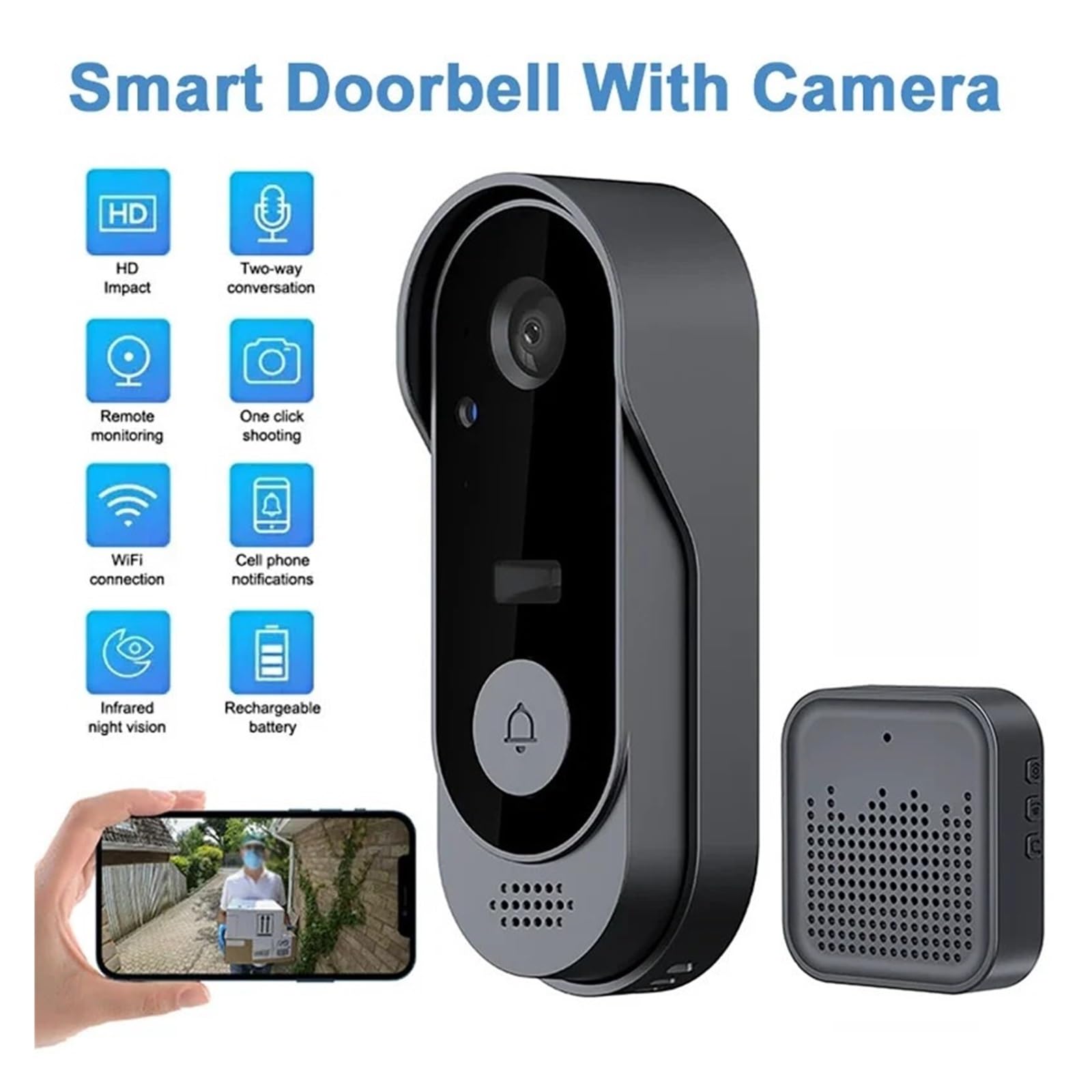 Caméra de Sonnette vidéo WiFi sans Fil
