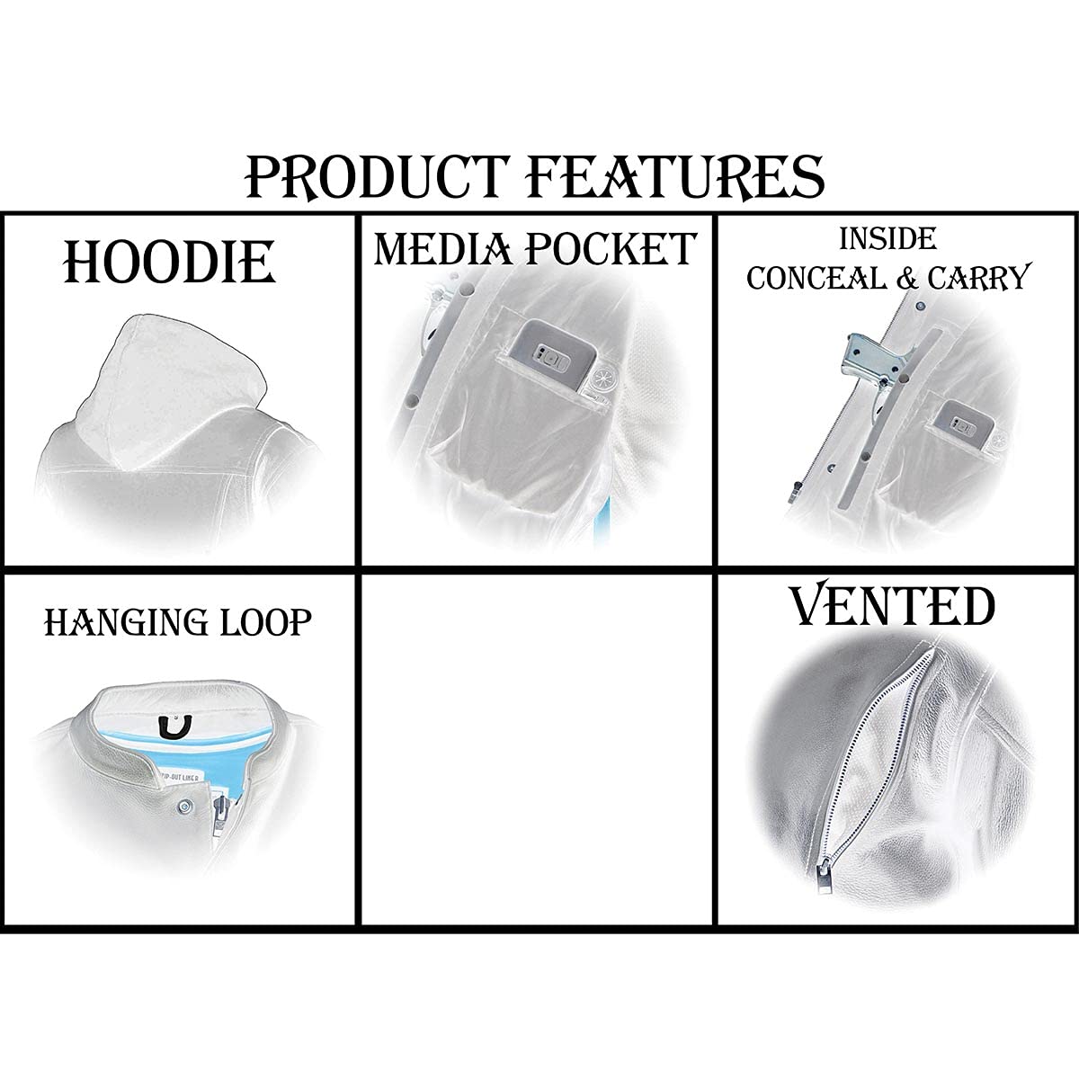 Milwaukee Leather MLL2575 Womens Black Leather Vented Motorcycle Jacket w Removable Hoodie - Large — view 6