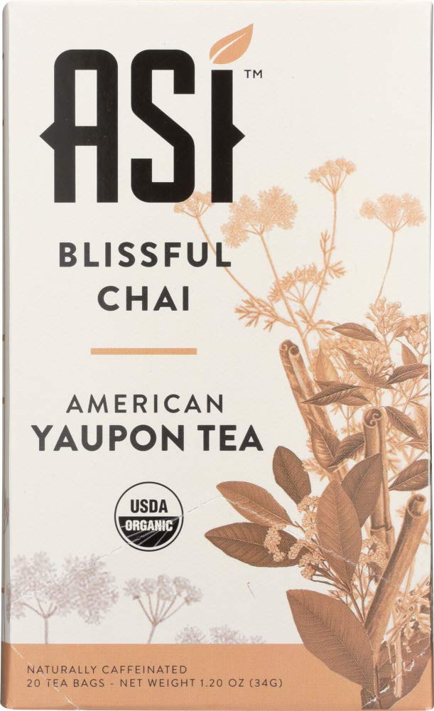 ASI Yaupon Tea Box Blissful Chai, Organic, 20 Tea Bags
