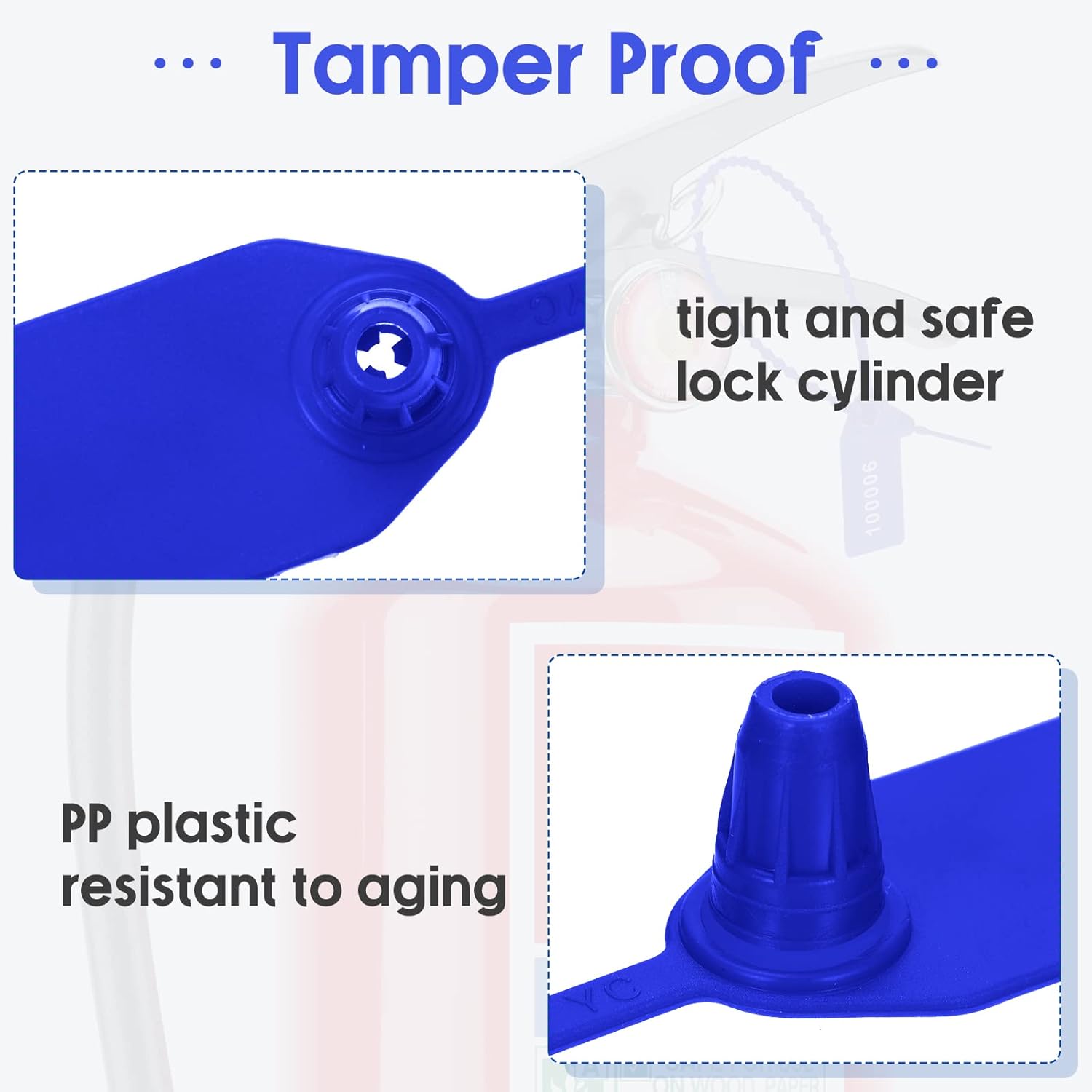 Roowest 2000 Pcs Plastic Tamper Seals Security Tags Seals Safety Numbered Zip Ties Fire Extinguisher Tamper Tags Disposable Self Locking Signage 250 mm Length(Blue) - Image 3