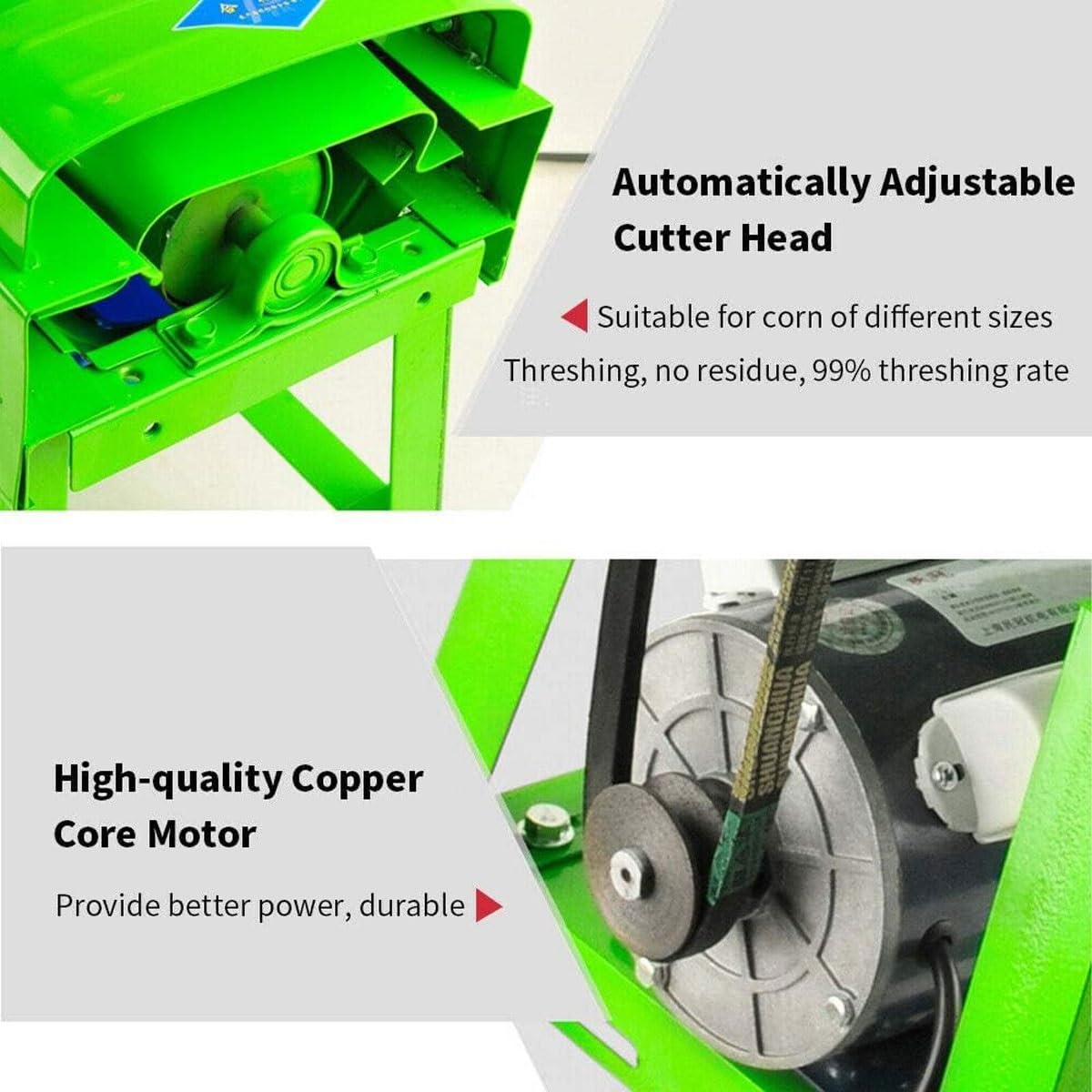 Macchina Sheller per mais - Trebbiatrice elettrica, potenza 4KW, uscita 1800kg/h, strumento efficiente di rimozione del kernel per aziende agricole, serbatoio di alimentazione ingrandito