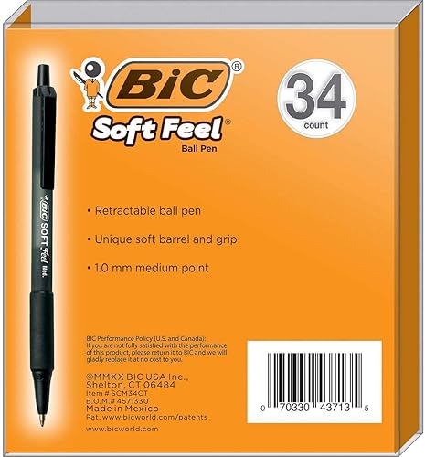 Miniatura 2 de BIC Bolígrafo retráctil de tacto suave punta media de 0039in tinta negra 34 unidades