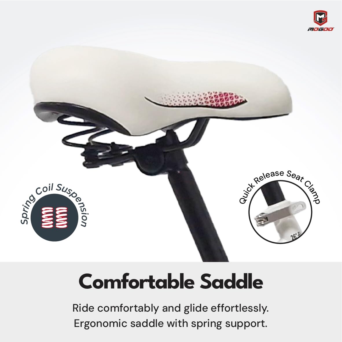 Mogoo Floress City Bike 26"/24" – 1-Speed, Steel Frame, V-Brakes, Lady’s Comfort Design, Rear Carrier, Steel Basket, Double Wall Alloy Rims, Classic Urban Bicycle for Women