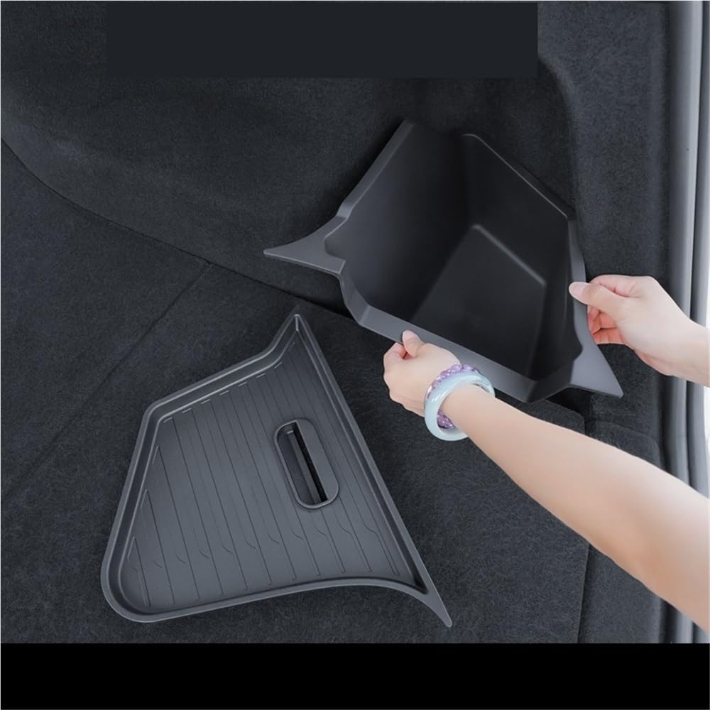 Compatible for Tesla's Updated Moedl Y Trunk Side Storage Compartment TPE Storage Box with Decorative Accessories