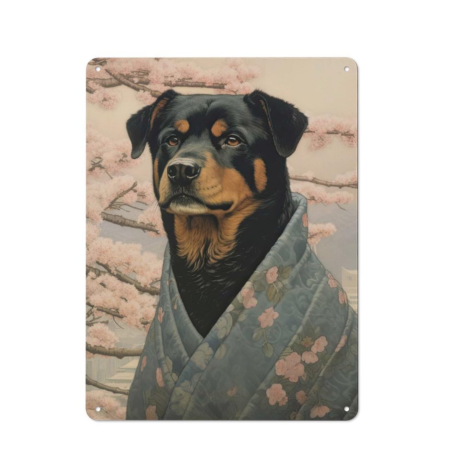 Junmoney Style-10 Metal Sign 40X30cm With Rottweiler Geisha For Hallway Wall, Retro Decor, Autumn Home Decor For Collectors Of Metal Signs