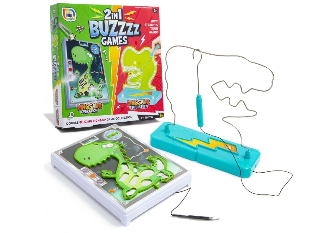 RMS International 2 in 1 Buzzzs Games - Dinosaur Operation and Dinosaur Beat the Buzz 2-4 Players Family Fun 3+