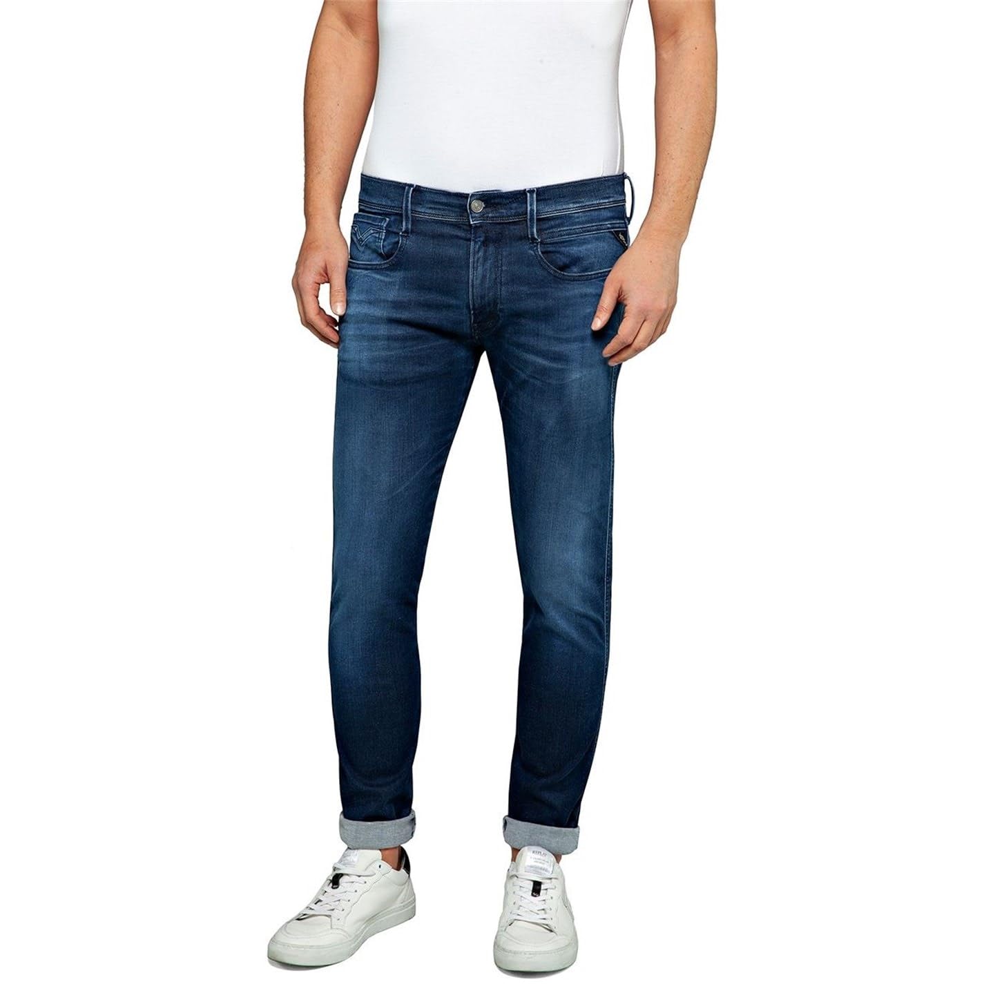 Replay Men's Anbass Slim-Fit Hyperflex Jeans with Stretch, Blue (Dark Blue 007), W36 x L32