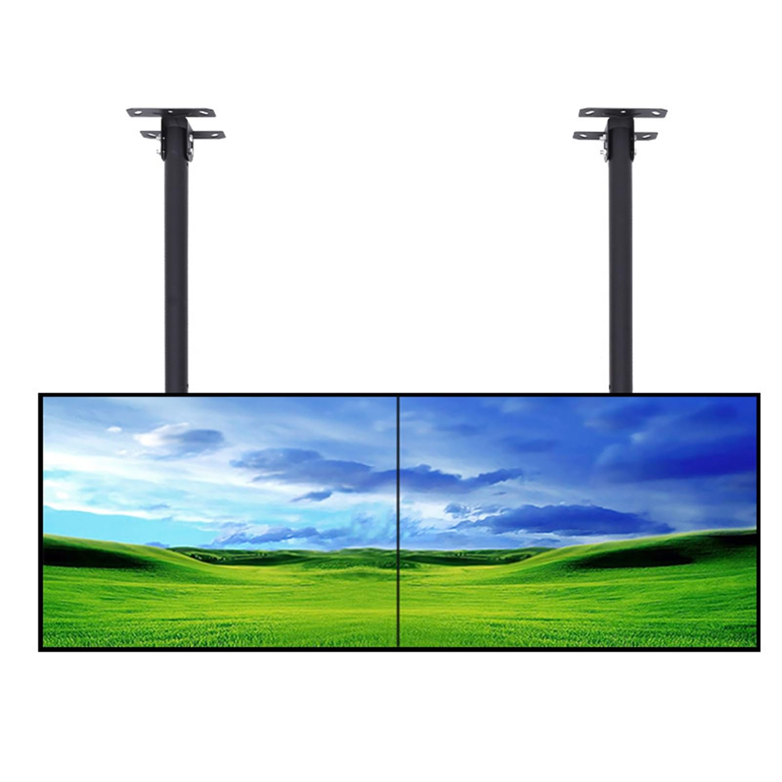 Supporto for TV da Soffitto con Doppi Pali E Doppi Schermi, Supporto TV Regolabile A Movimento Completo for 2 Schermi Fino A 55", capacità 70 Kg/150 Libbre(14"-40")