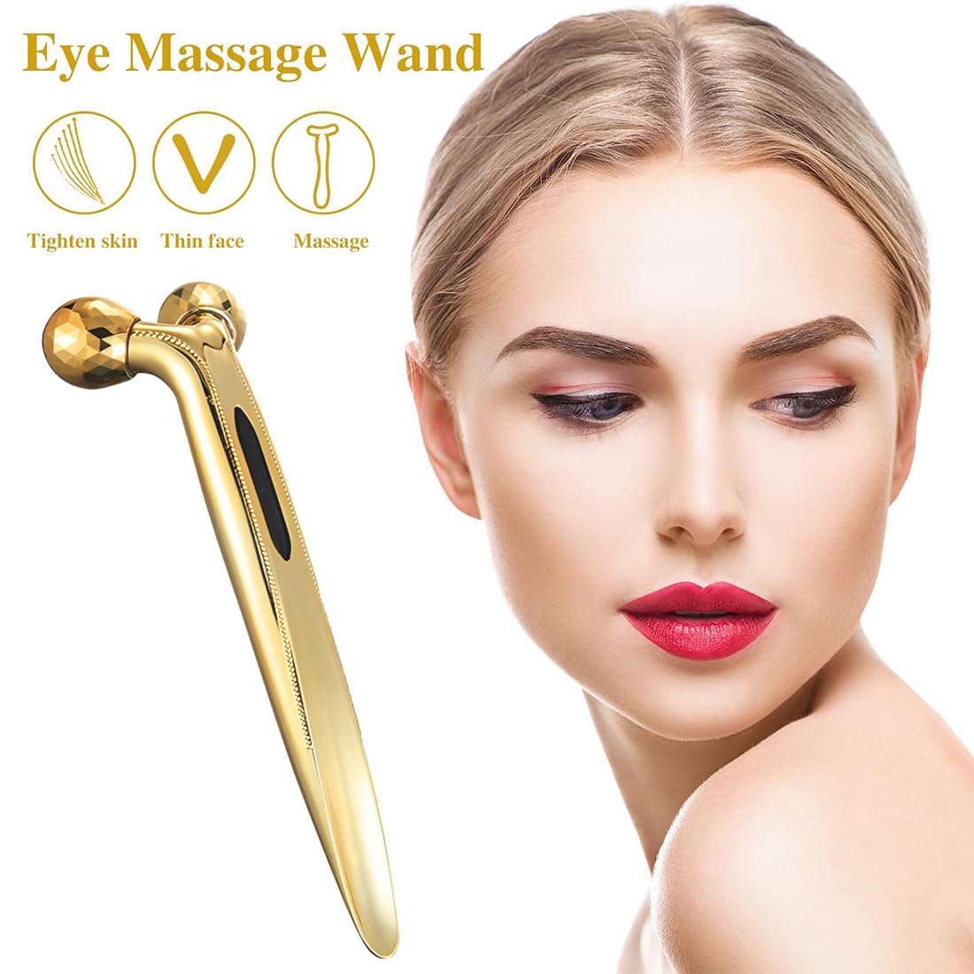 Rullo di massaggio rotante a 360°, massaggiatore viso 3D, viso lifting rassodante della pelle, massaggio rulli, per sollevamento del viso, modellazione, rassodamento, antirughe