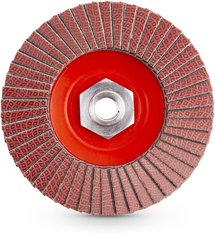 KGS Hybrid T Diamond Flap disc 4.5 inch x 5/8 inch-11 Metal Thread Adapter (Grit 200, red)