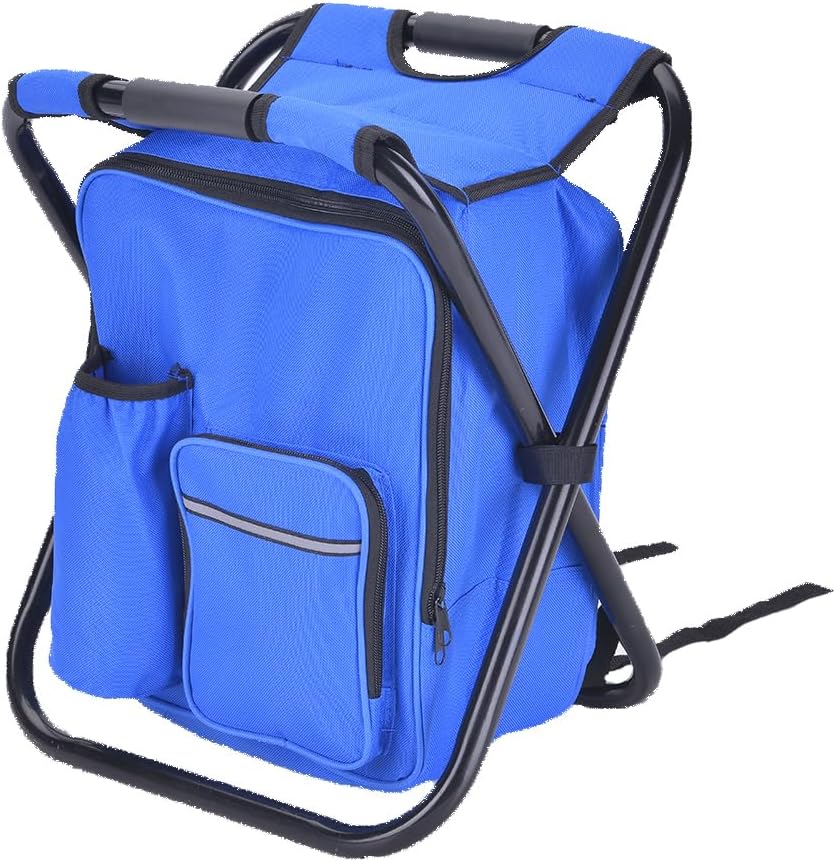 HANERDUN 3 in 1 Backpack Stool Cooler Chair, Foldable Camping Fishing Stool, Portable Backpack Chair for Outdoor Hiking Walking
