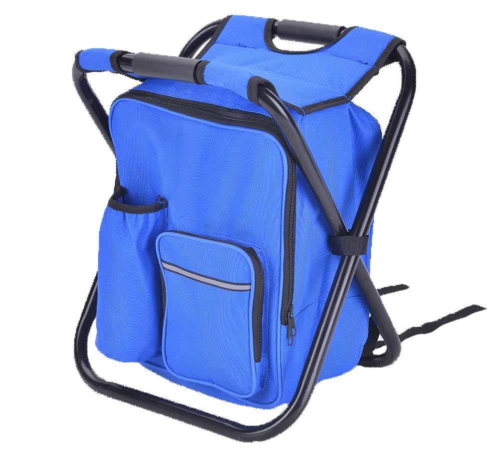 HANERDUN 3 in 1 Backpack Stool Cooler Chair, Foldable Camping Fishing Stool, Portable Backpack Chair for Outdoor Hiking Walking