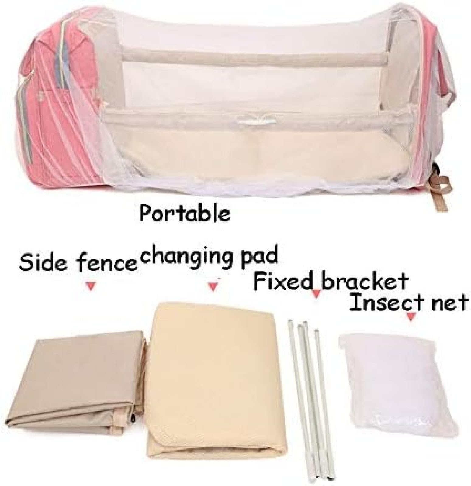 Mochila para Pañales 3 En 1 con Estación De Cambio, Cama Plegable Portátil, Cuna De Viaje para Mamá, Material De Registro para Bebés Recién Nacidos para Niñas Y Niños,Gris,bonny369