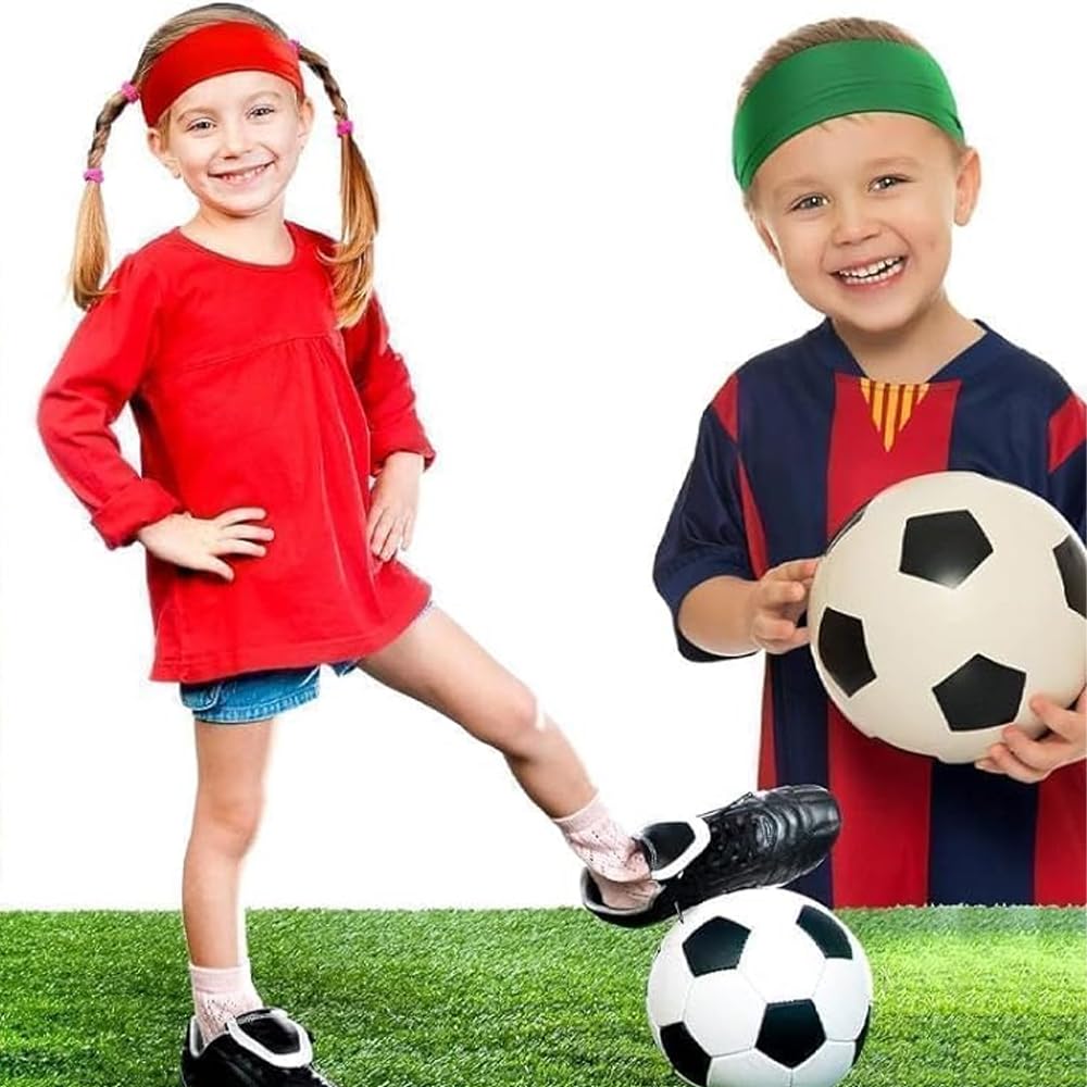 Lot De 6 Bandeaux De Sport En Coton Pour Enfants – Multicolores, Brodés, Pour Foot, Basket Et Athlé