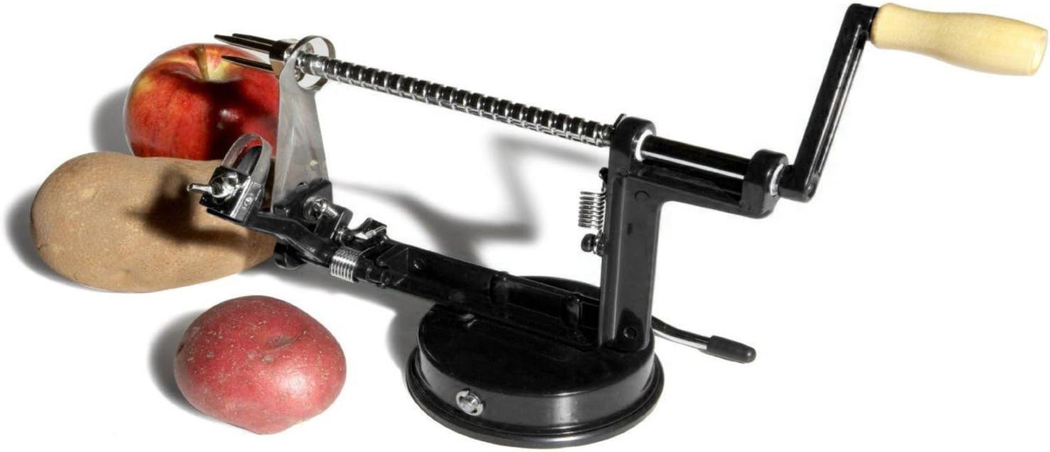 Apple and Potato Peeler, Corer, and Slicer With Suction Base Black