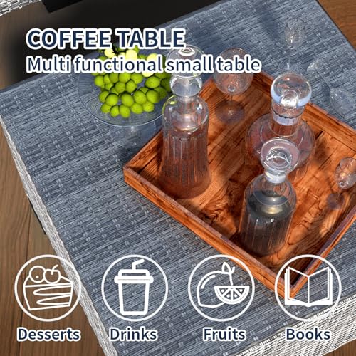 Image of 7 Piece Patio Furniture Set, Rattan Outdoor Patio Conversation Sets, Outdoor Sectional Furniture with Thickened Cushion and Coffee Table, for Deck, Backyard, Garden, Off-White & Dark Blue