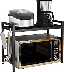 Furnestorica Mikrowellenregal Verstellbar - 2-lagig Mit 6 Haken Weiß