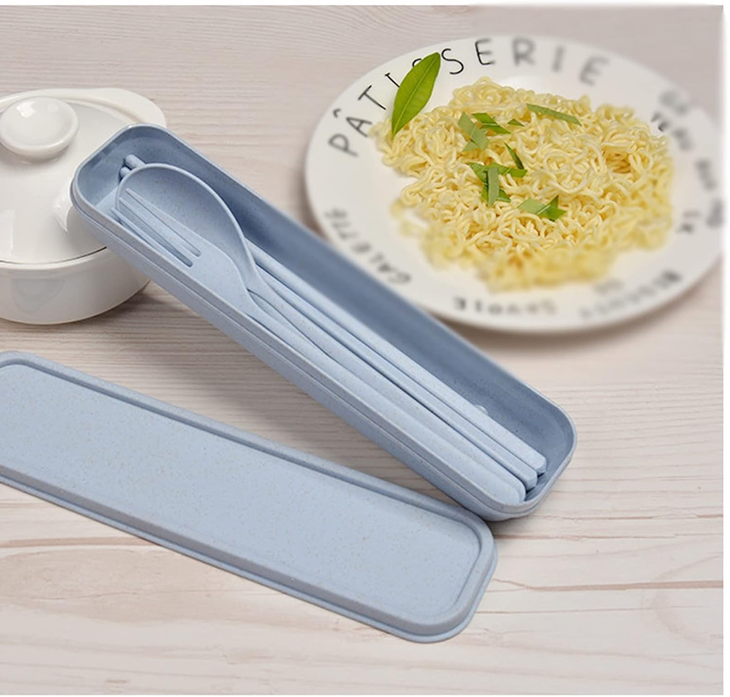 Dinner Forks Cutlery Fork Chopsticks Set Portable School Lunch Lunch Tableware Fork (Color: Blue)
