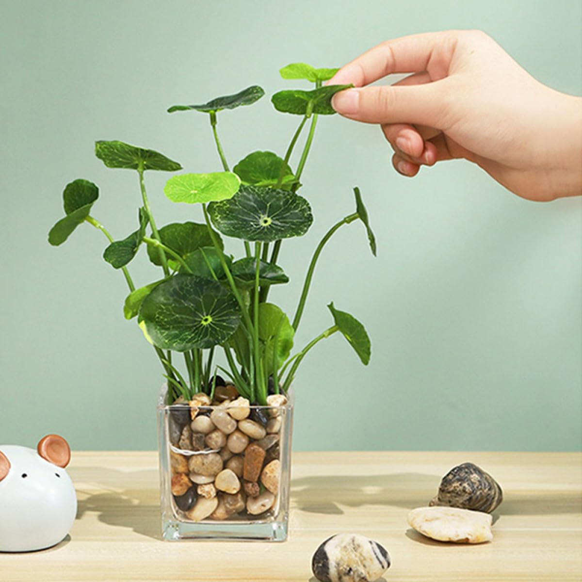 SEWACC Petite Plante Artificielle Bonsaï en Pot, Vert, Céramique | Ornement de Simulation, Salon et Bureau, sans Arrosage ni Entretien, Usage Quotidien