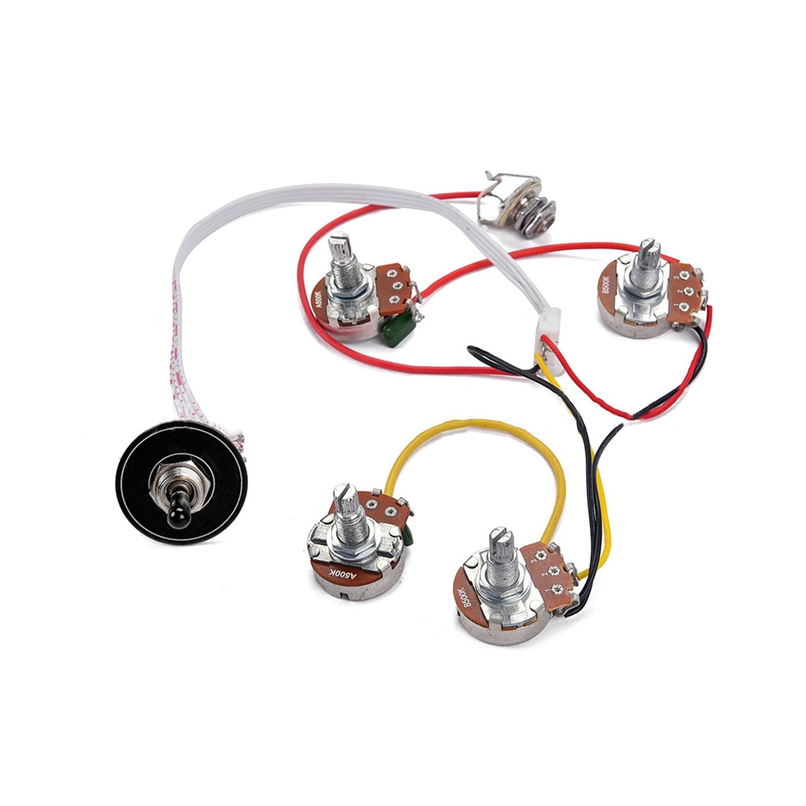 Potenciómetro 2V2T Varilla Larga Bk Pad Cap Arnés De Cableado Accesorios Para Instrumentos Musicales | Arnés de guitarra
