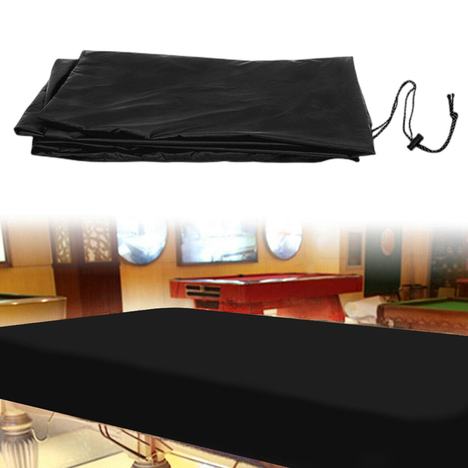 Couverture de Table de Billard,Durable d'Oxford de Billard de Billard avec la Couverture Lavable de Table de Billard de Cordon(285x158x20cm,Noir)