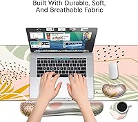 Vista 30 de MIBITRI Juego de alfombrillas para mouse y teclado, alfombrilla de mouse extendida para juegos + soporte ergonómico para reposamuñecas para teclado