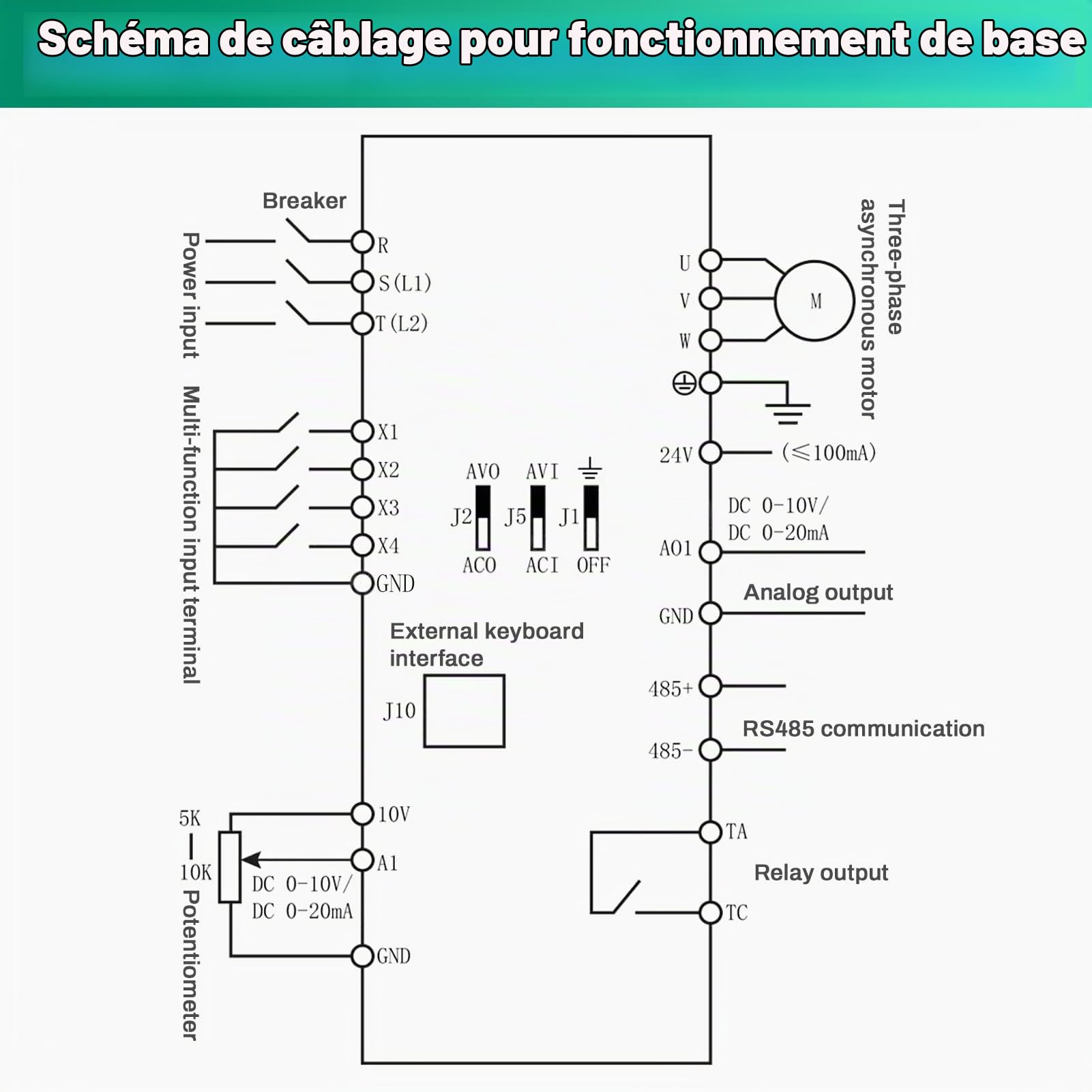 DEWIN Convertisseur de Fréquence, 2,2 kW VFD Entrée Monophasée 220 V Sortie Triphasée 220V Variateur de Fréquence Contrôleur de Vitesse de Moteur