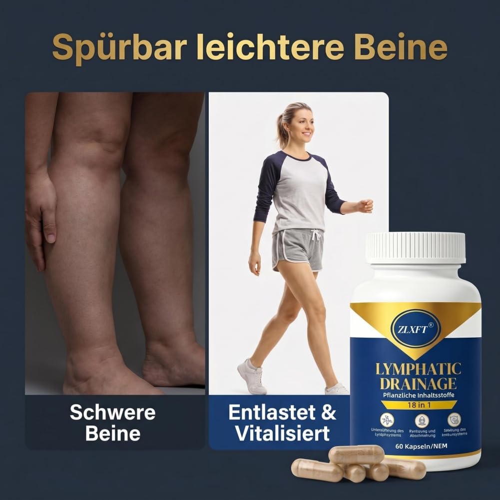 Ödeme & Lymphdrainage Komplex,2pcs Lymphdrainage Kapseln,Komplex mit Löwenzahn,Vegane Kräuterformel,Klettenwurzel & Bromelain,Lymphatisches System & Immunsystem Support,120 Kapseln