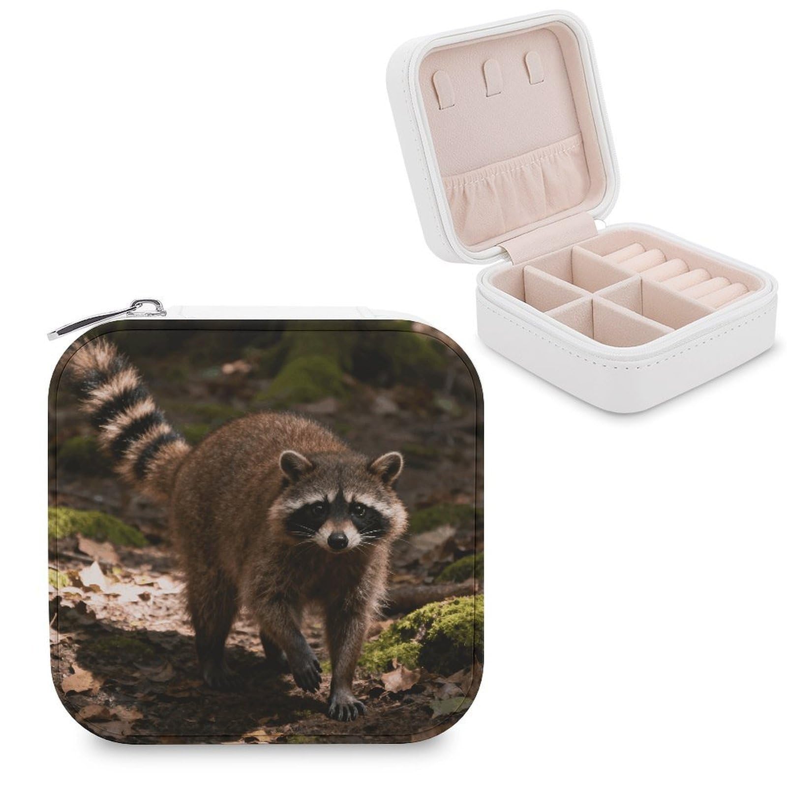 FekiLoot Raccoon Jewelry Box Exquisite Jewelry Organizer Silver Gold Trinket Storage Case Multi Compartments Cute Earrings Ring Necklace Holder For Woman Household Gift