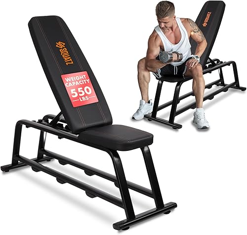 SQUATZ Adjustable Bench for Home Gym - Versatile Weight Bench for Men & Women - Ergonomic Workout Bench for Bench Press & Full Body Exercise -