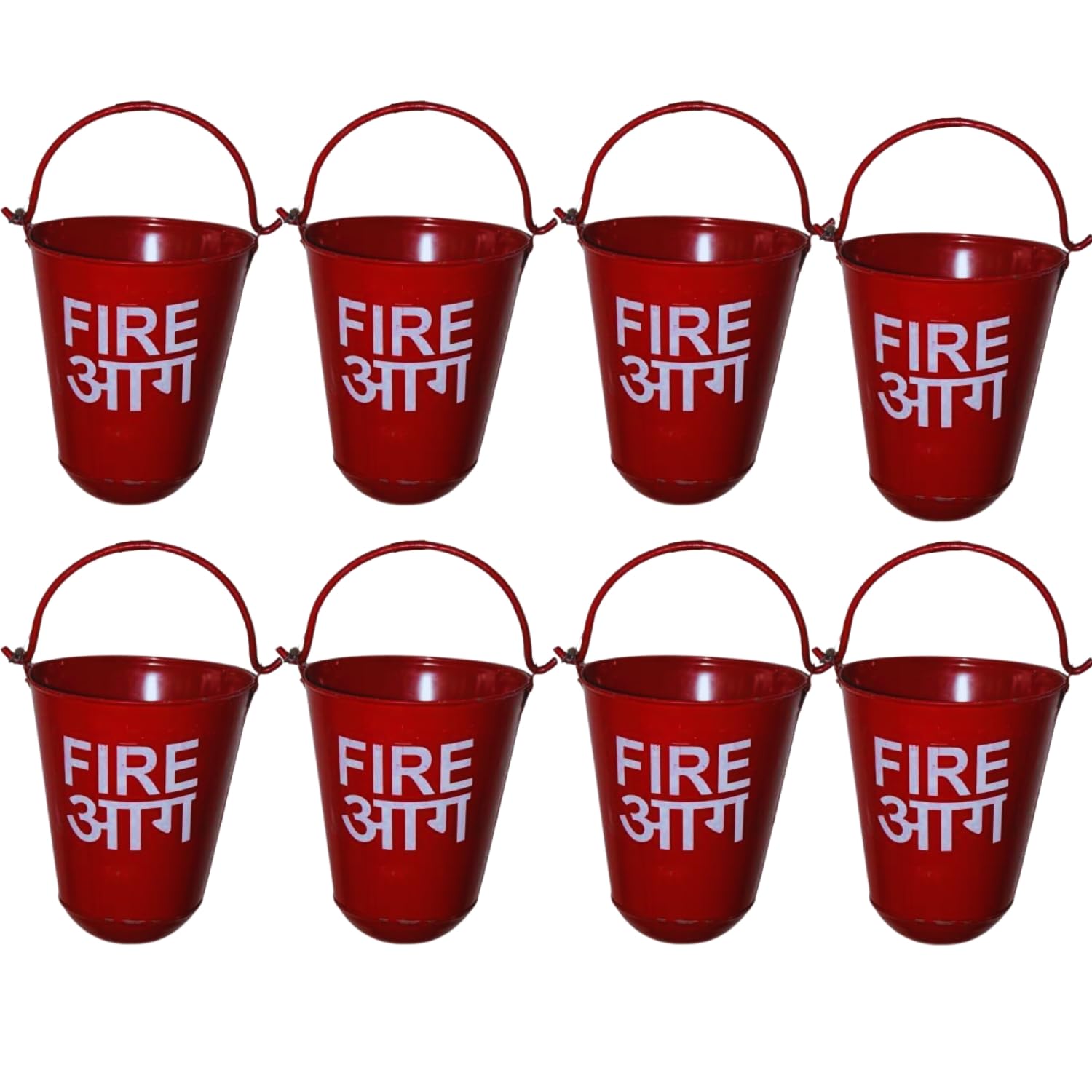 Safety Fire Bucket for Fireplace Burning Wood Indoor/Outdoor Ashes Carrier Container Red Color (Pack of 8)