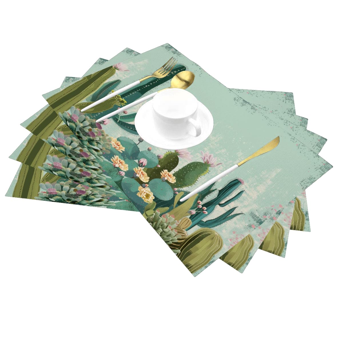 Set de table PVC antidérapant lot de 4 aux motifs de plantes tropicales aquarelle