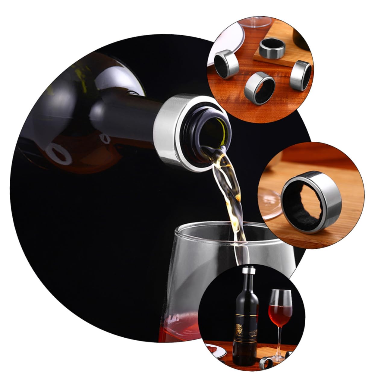 TOYANDONA 12 Stück Wein Tropfenfänger aus Edelstahl Tropffreie Weintropfringe für Küchenweinflaschen für Zuhause und Restaurant Stilvoll und Lebensmittelsicher