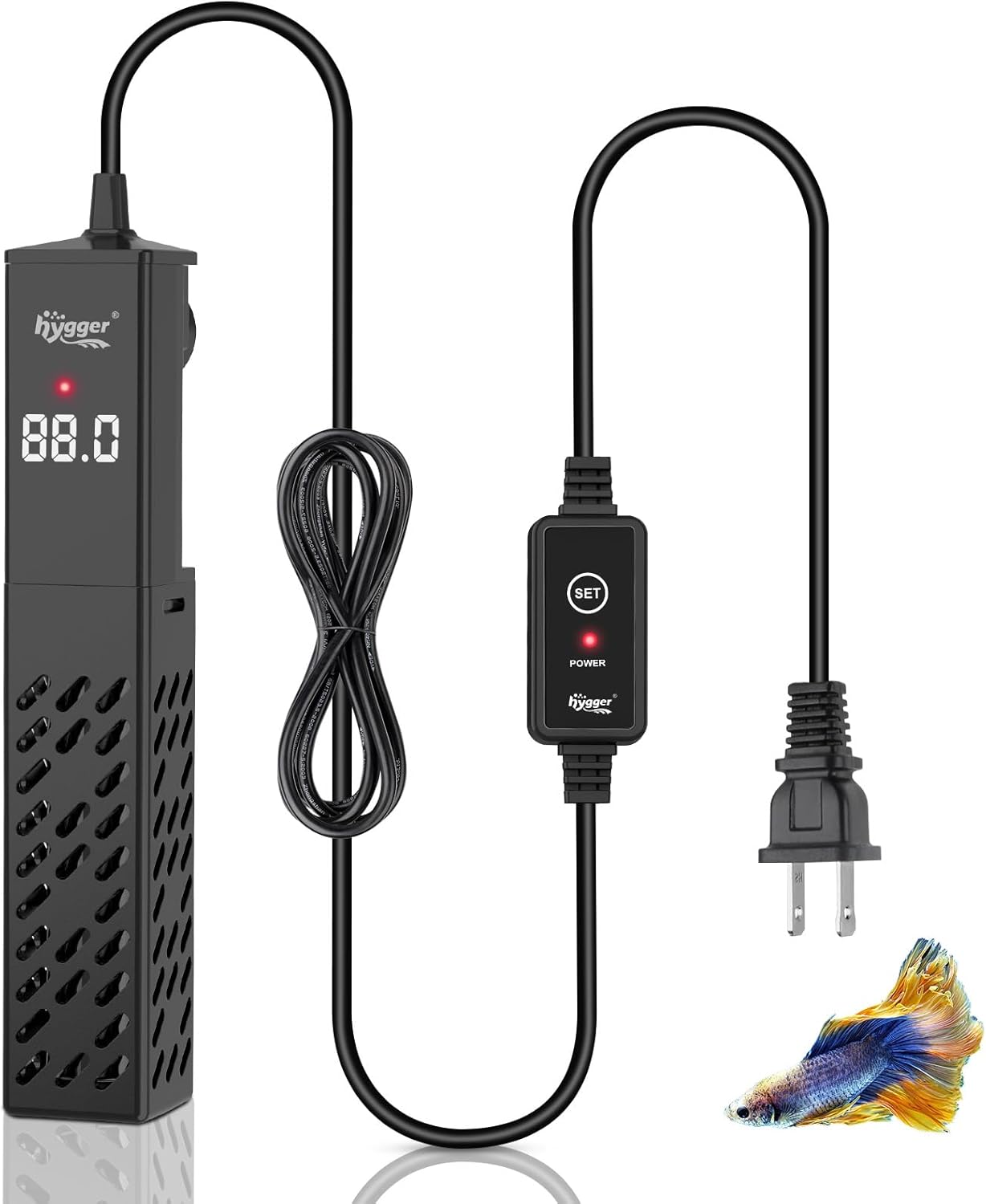 hygger Upgrade Ceramic Aquarium Heater, 100W Digital Fish Tank Heater with Automatic Power-Off and Over-Temperature Protection, Energy Saving Submersible Aquarium Heater for Freshwater and Saltwater