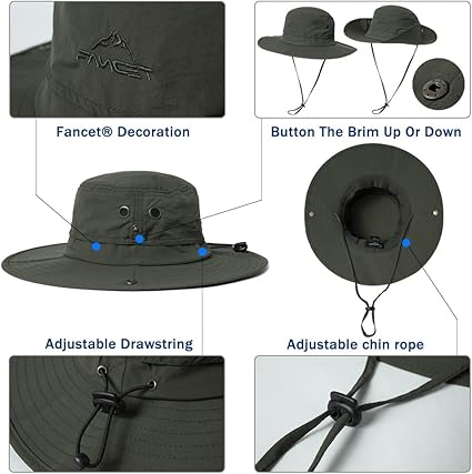 Comhats UPF 50 brede rand zonnehoed zomer mesh UV-bescherming safari hoed vissen wandelen boonie hoeden met kinriem, waterdicht en ademend, 00702_azuurblauw, M Comhats UPF 50 brede rand zonnehoed zomer mesh UV-bescherming safari hoed vissen wandelen boonie hoeden met kinriem, waterdicht en ademend, 00702_azuurblauw, M