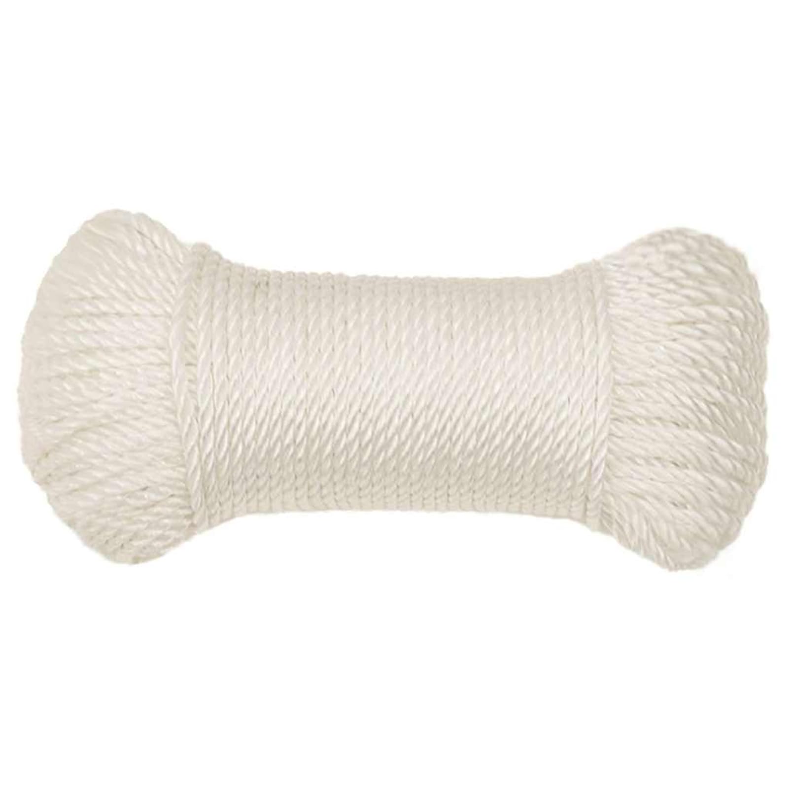 Corda da Lavoro Intrecciata in Polipropilene, 6mm x 100m, Bianco, Resistente UV, Impermeabile, Carico di Rottura 210kg