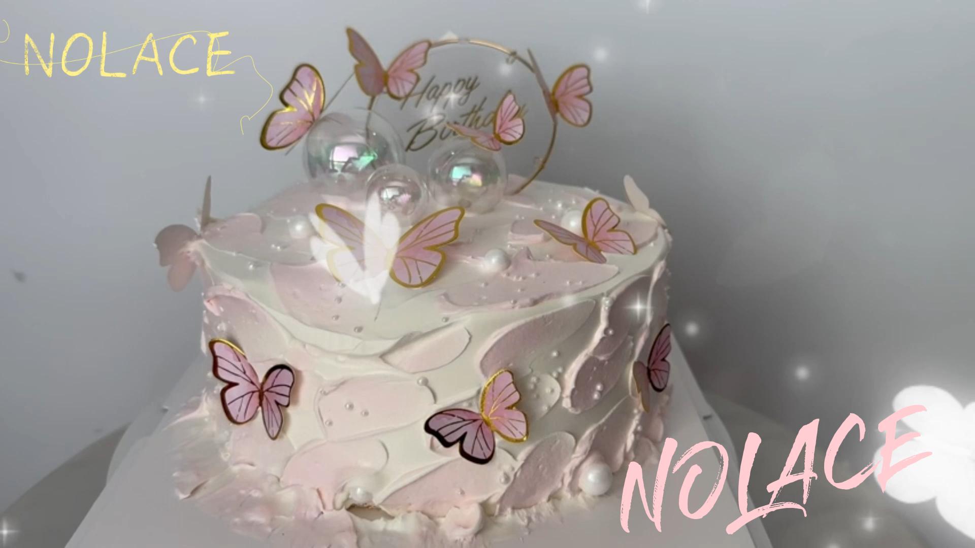 Happy Birthday Decorazioni 13 Pezzi - Topper Torta 3D A Farfalla Rosa - Per Compleanni E Feste