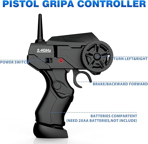 Miniatura 10 de Auto a control remoto RC Drift Car 2.4GHz escala 124 4WD 15KMH de alta velocidad, YUAN PLAN recargables de alta velocidad con luces frías, baterías