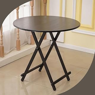 Mesa Auxiliar Redonda Plegable de 80 x 74 cm de diámetro para jardín, Camping, Mesa de té Plegable, Mesa de Comedor de Madera para Exterior, Patio, balcón, Cocina y Espacios pequeñ