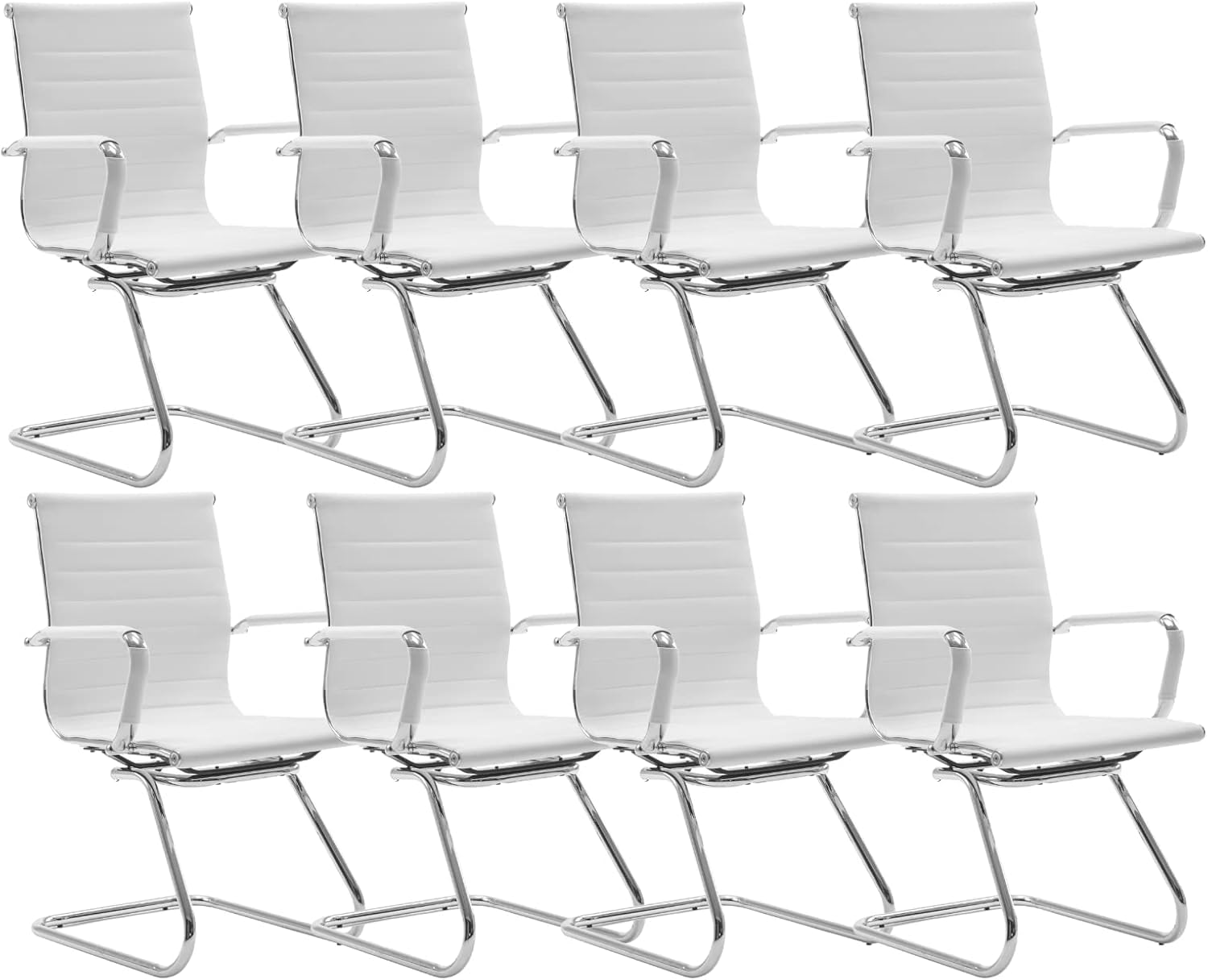 HNY 8-Pack PU Leather Office Guest Chairs