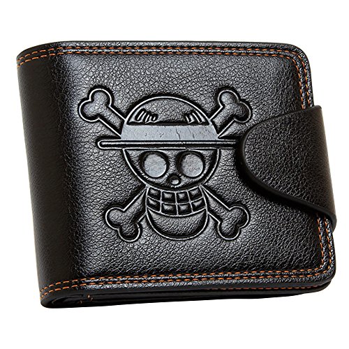 One Piece Wallet - Straw Hat Pirates Jolly Roger Anime Stylish Bifold Wallet for Men (Faux Leather)