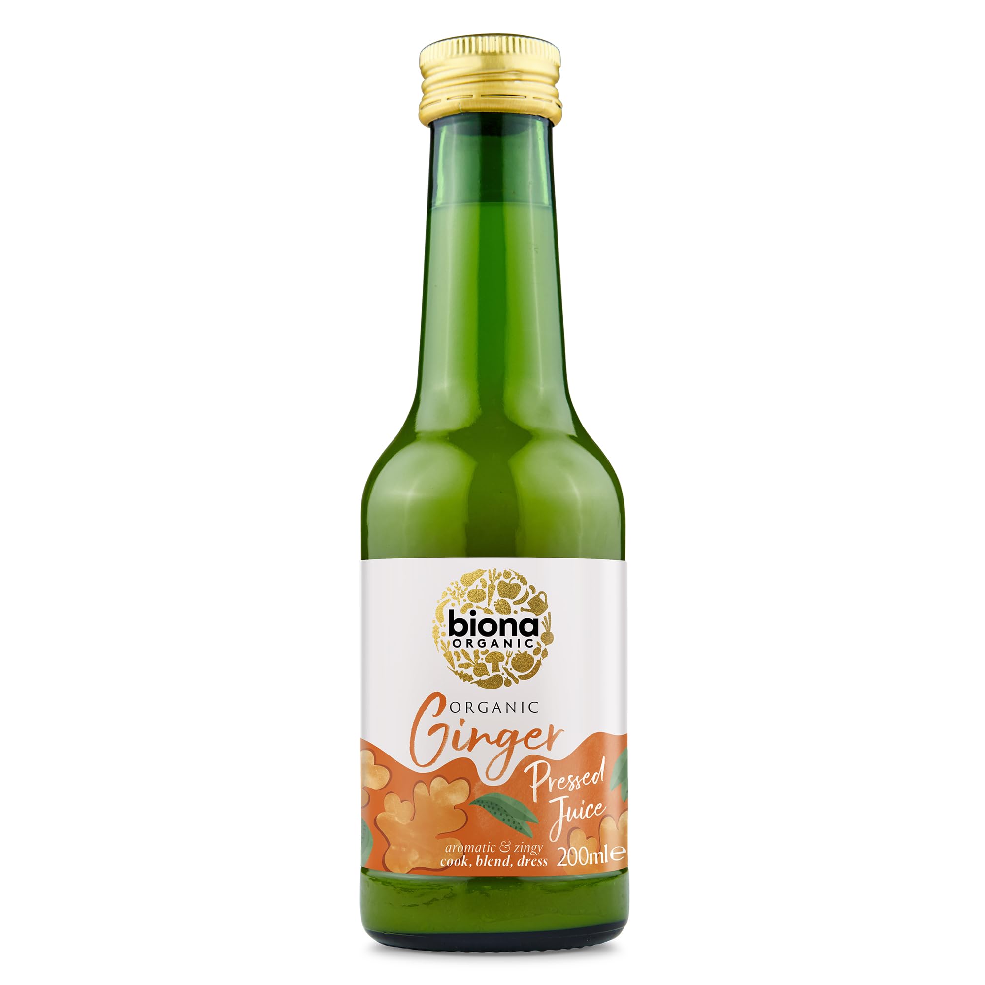 Biona Organic Ginger Juice 200ml, Pack of 6 - Pure, Pressed Juice - Aromatic & Zingy, Ideal for Juices, Smoothies, Teas & Cooking - Freshly Harvested by Organic Farmers - Vegan